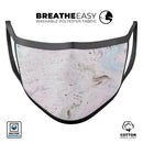 Mixtured Pink and Gray v3 Textured Marble - Made in USA Mouth Cover Unisex Anti-Dust Cotton Blend Reusable & Washable Face Mask with Adjustable Sizing for Adult or Child