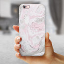 Mixtured Pink and Gray v4 Textured Marble iPhone 6/6s or 6/6s Plus 2-Piece Hybrid INK-Fuzed Case