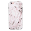Mixtured Pink and Gray v9 Textured Marble iPhone 6/6s or 6/6s Plus 2-Piece Hybrid INK-Fuzed Case