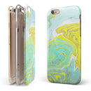 Mixtured Yellow and Green Textured Marble iPhone 6/6s or 6/6s Plus 2-Piece Hybrid INK-Fuzed Case