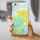 Mixtured Yellow and Green Textured Marble iPhone 6/6s or 6/6s Plus 2-Piece Hybrid INK-Fuzed Case