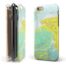 Mixtured Yellow and Green Textured Marble iPhone 6/6s or 6/6s Plus 2-Piece Hybrid INK-Fuzed Case