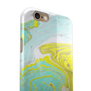 Mixtured Yellow and Green Textured Marble iPhone 6/6s or 6/6s Plus 2-Piece Hybrid INK-Fuzed Case