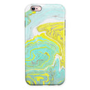 Mixtured Yellow and Green Textured Marble iPhone 6/6s or 6/6s Plus 2-Piece Hybrid INK-Fuzed Case
