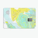 Mixtured Yellow and Green Textured Marble - Premium Protective Decal Skin-Kit for the Apple Credit Card