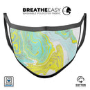 Mixtured Yellow and Green Textured Marble - Made in USA Mouth Cover Unisex Anti-Dust Cotton Blend Reusable & Washable Face Mask with Adjustable Sizing for Adult or Child