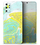 Mixtured Yellow and Green Textured Marble - Skin-Kit for the Samsung Galaxy S-Series S20, S20 Plus, S20 Ultra , S10 & others (All Galaxy Devices Available)