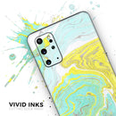 Mixtured Yellow and Green Textured Marble - Skin-Kit for the Samsung Galaxy S-Series S20, S20 Plus, S20 Ultra , S10 & others (All Galaxy Devices Available)