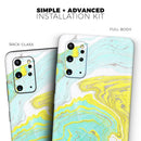 Mixtured Yellow and Green Textured Marble - Skin-Kit for the Samsung Galaxy S-Series S20, S20 Plus, S20 Ultra , S10 & others (All Galaxy Devices Available)