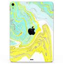 Mixtured Yellow and Green Textured Marble - Full Body Skin Decal for the Apple iPad Pro 12.9", 11", 10.5", 9.7", Air or Mini (All Models Available)