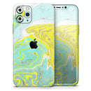 Mixtured Yellow and Green Textured Marble - Vinyl Skin Wrap for iPhone 17 Pro Max, 17 Pro, 17 Air, 17, 16 & All Models — Soft Matte or Ultra Gloss