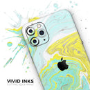 Mixtured Yellow and Green Textured Marble - Vinyl Skin Wrap for iPhone 17 Pro Max, 17 Pro, 17 Air, 17, 16 & All Models — Soft Matte or Ultra Gloss