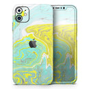 Mixtured Yellow and Green Textured Marble - Vinyl Skin Wrap for iPhone 17 Pro Max, 17 Pro, 17 Air, 17, 16 & All Models — Soft Matte or Ultra Gloss