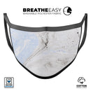 Mixtured blue and Gray v3 Textured Marble - Made in USA Mouth Cover Unisex Anti-Dust Cotton Blend Reusable & Washable Face Mask with Adjustable Sizing for Adult or Child
