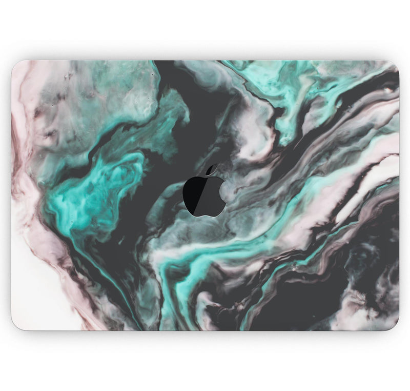 Modern Marble Aqua Mix V11 - Skin Decal Wrap Kit Compatible with the Apple MacBook Pro, Pro with Touch Bar or Air (11", 12", 13", 15" & 16" - All Versions Available)