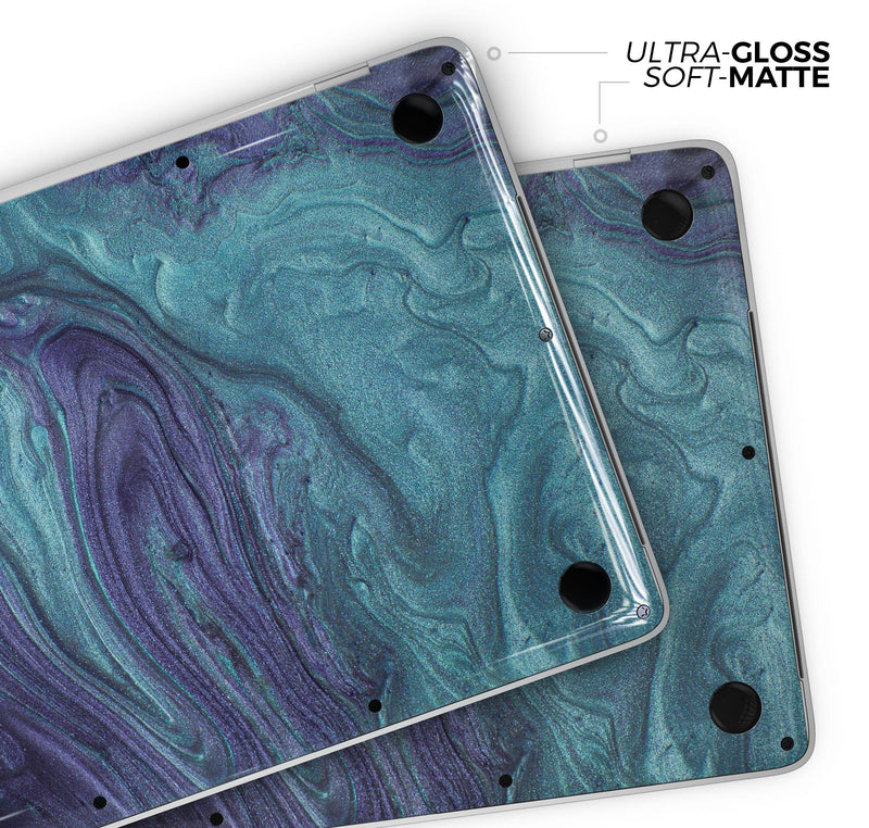 Modern Marble Sapphire Metallic Mix V7 - Skin Decal Wrap Kit Compatible with the Apple MacBook Pro, Pro with Touch Bar or Air (11", 12", 13", 15" & 16" - All Versions Available)