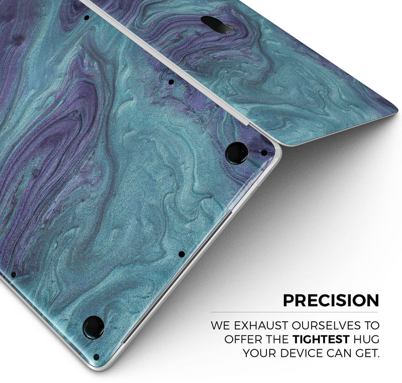 Modern Marble Sapphire Metallic Mix V7 - Skin Decal Wrap Kit Compatible with the Apple MacBook Pro, Pro with Touch Bar or Air (11", 12", 13", 15" & 16" - All Versions Available)