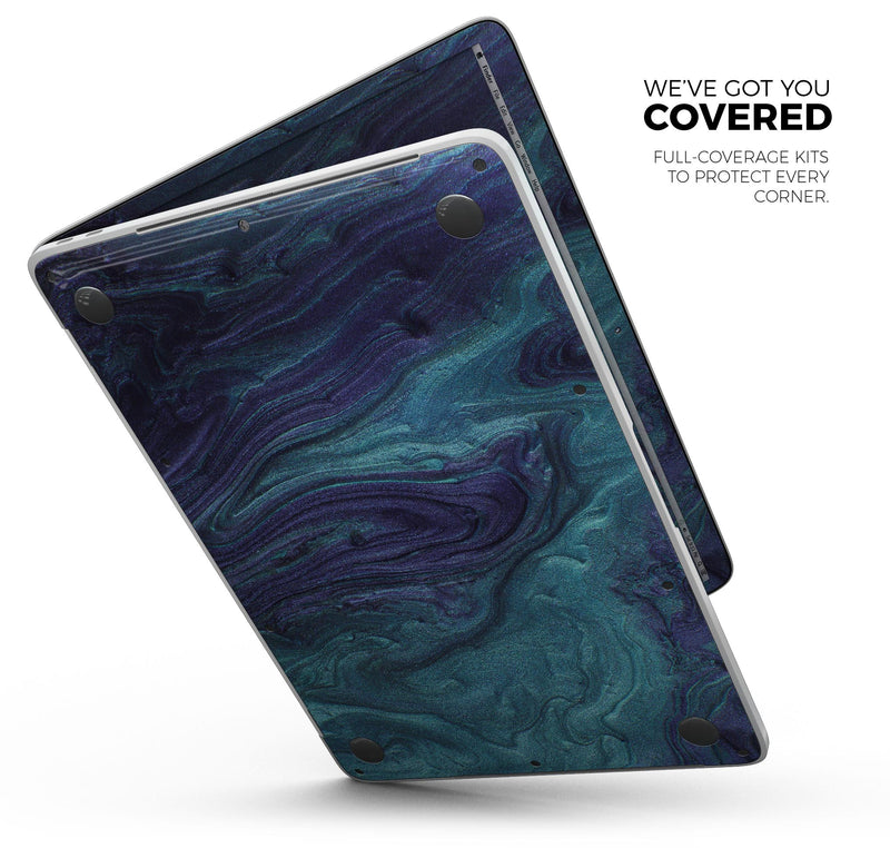 Modern Marble Sapphire Metallic Mix V7 - Skin Decal Wrap Kit Compatible with the Apple MacBook Pro, Pro with Touch Bar or Air (11", 12", 13", 15" & 16" - All Versions Available)