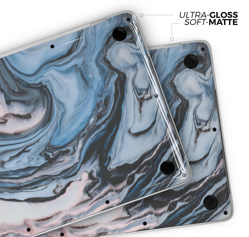 Modern Marble Subtle Blue Mix V1 - Skin Decal Wrap Kit Compatible with the Apple MacBook Pro, Pro with Touch Bar or Air (11", 12", 13", 15" & 16" - All Versions Available)