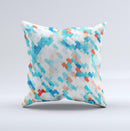 Modern Abstract Blue Tiled Ink-Fuzed Decorative Throw Pillow