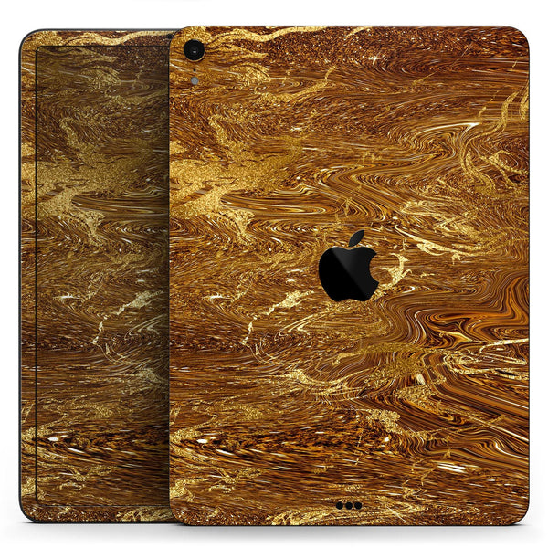 Molten Gold Digital Foil Swirl V2 - Full Body Skin Decal for the Apple iPad Pro 12.9", 11", 10.5", 9.7", Air or Mini (All Models Available)
