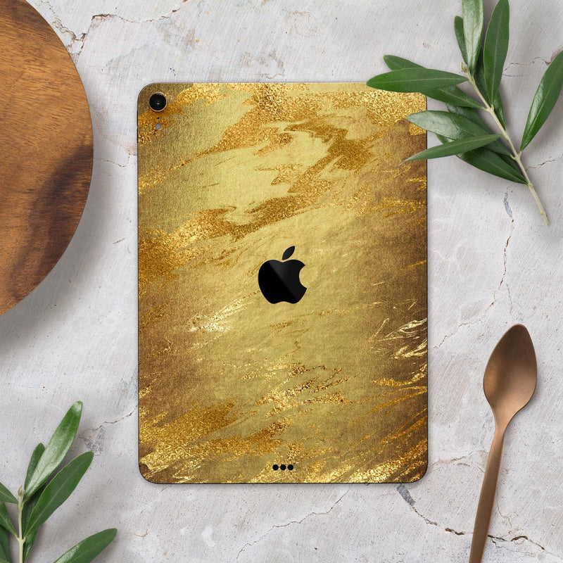 Molten Gold Digital Foil Swirl V6 - Full Body Skin Decal for the Apple iPad Pro 12.9", 11", 10.5", 9.7", Air or Mini (All Models Available)