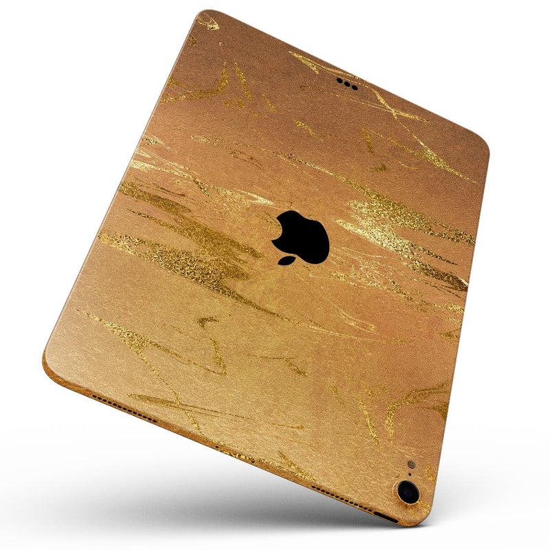 Molten Gold Digital Foil Swirl V8 - Full Body Skin Decal for the Apple iPad Pro 12.9", 11", 10.5", 9.7", Air or Mini (All Models Available)