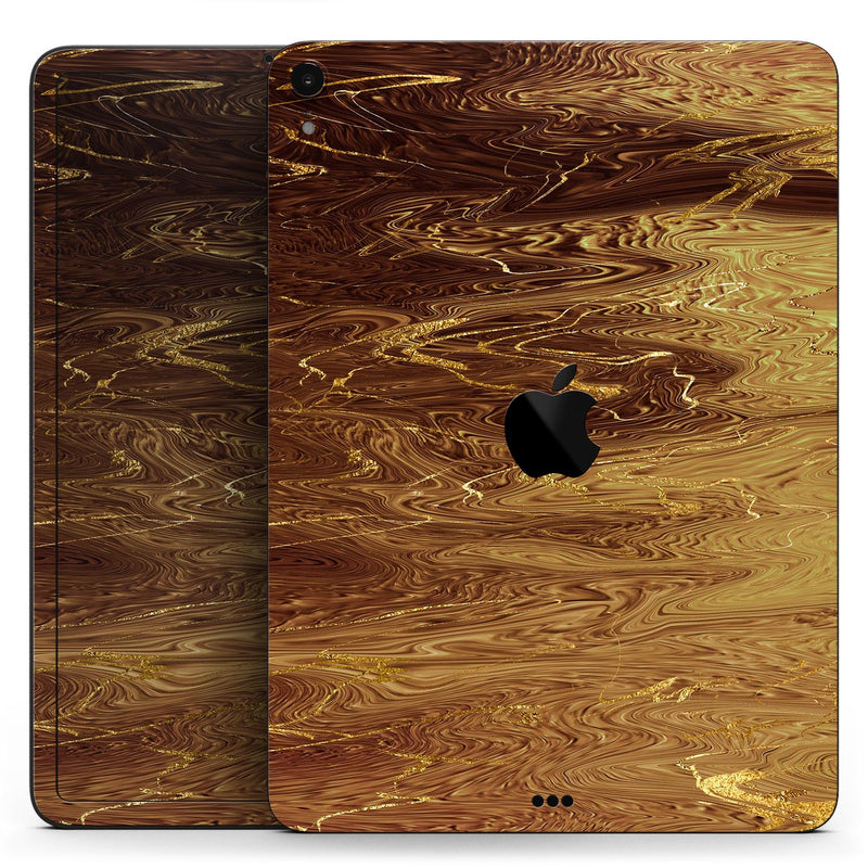 Molten Gold Digital Foil Swirl V9 - Full Body Skin Decal for the Apple iPad Pro 12.9", 11", 10.5", 9.7", Air or Mini (All Models Available)