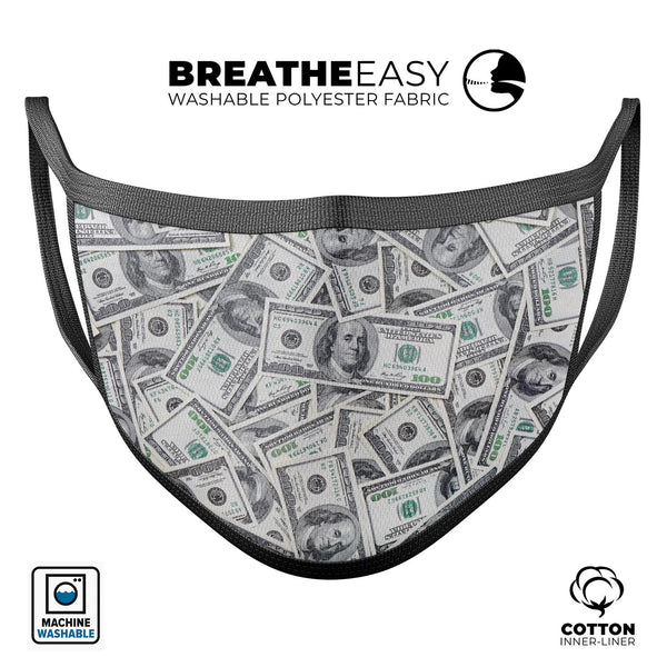 MoneyMan - Made in USA Mouth Cover Unisex Anti-Dust Cotton Blend Reusable & Washable Face Mask with Adjustable Sizing for Adult or Child