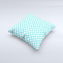Moracan Teal on White Ink-Fuzed Decorative Throw Pillow