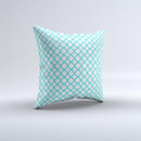 Moracan Teal on White Ink-Fuzed Decorative Throw Pillow
