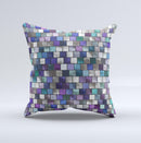 Mosaic Purple and Green Vivid Tiles V4 ink-Fuzed Decorative Throw Pillow