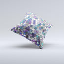 Mosaic Purple and Green Vivid Tiles V4 ink-Fuzed Decorative Throw Pillow