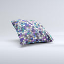 Mosaic Purple and Green Vivid Tiles V4 ink-Fuzed Decorative Throw Pillow