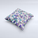 Mosaic Purple and Green Vivid Tiles V4 ink-Fuzed Decorative Throw Pillow