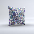 Mosaic Purple and Green Vivid Tiles V4 ink-Fuzed Decorative Throw Pillow