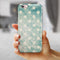 Mottled Aqua and White Polkadots-10 iPhone 6/6s or 6/6s Plus 2-Piece Hybrid INK-Fuzed Case