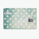 Mottled Aqua and White Polkadots-10 - Premium Protective Decal Skin-Kit for the Apple Credit Card