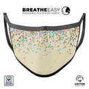 Mulitcolor Falling Confetti Over Off White  - Made in USA Mouth Cover Unisex Anti-Dust Cotton Blend Reusable & Washable Face Mask with Adjustable Sizing for Adult or Child
