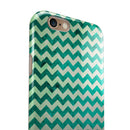 Multi-shades of Green Chevron Pattern iPhone 6/6s or 6/6s Plus 2-Piece Hybrid INK-Fuzed Case