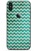 Multi-shades of Green Chevron Pattern - iPhone X Skin-Kit