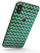 Multi-shades of Green Chevron Pattern - iPhone X Skin-Kit