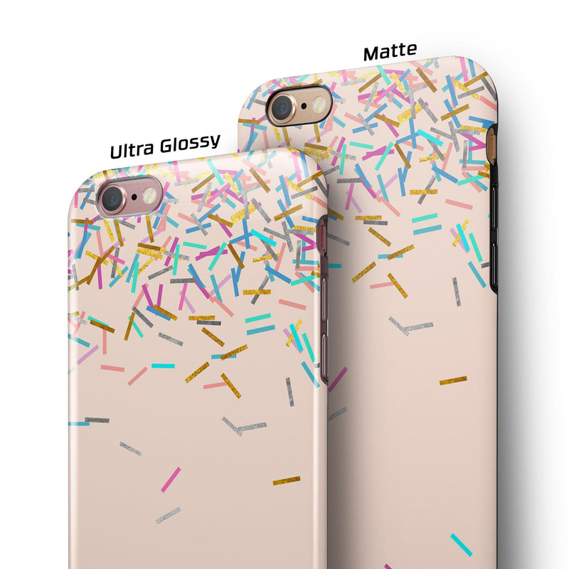 Multicolor Birth Sprinkles Over Tan iPhone 6/6s or 6/6s Plus 2-Piece Hybrid INK-Fuzed Case