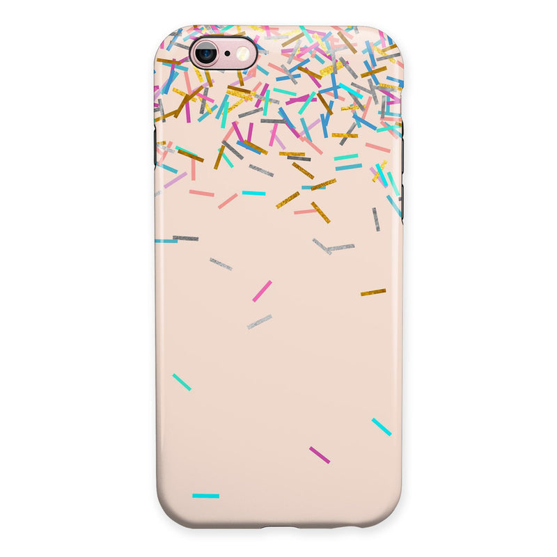 Multicolor Birth Sprinkles Over Tan iPhone 6/6s or 6/6s Plus 2-Piece Hybrid INK-Fuzed Case