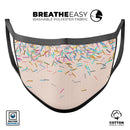 Multicolor Birth Sprinkles Over Tan - Made in USA Mouth Cover Unisex Anti-Dust Cotton Blend Reusable & Washable Face Mask with Adjustable Sizing for Adult or Child