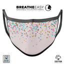 Multicolor Birthday Dots Over Pink - Made in USA Mouth Cover Unisex Anti-Dust Cotton Blend Reusable & Washable Face Mask with Adjustable Sizing for Adult or Child