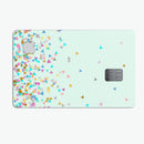 Multicolor Birthday Shapes Over Mint  - Premium Protective Decal Skin-Kit for the Apple Credit Card