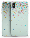 Multicolor Birthday Shapes Over Mint  - iPhone X Skin-Kit