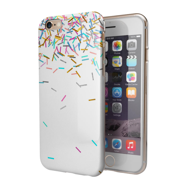 Multicolor Birthday Sprinkles Over White iPhone 6/6s or 6/6s Plus 2-Piece Hybrid INK-Fuzed Case