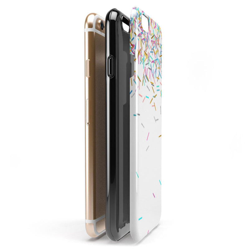 Multicolor Birthday Sprinkles Over White iPhone 6/6s or 6/6s Plus 2-Piece Hybrid INK-Fuzed Case